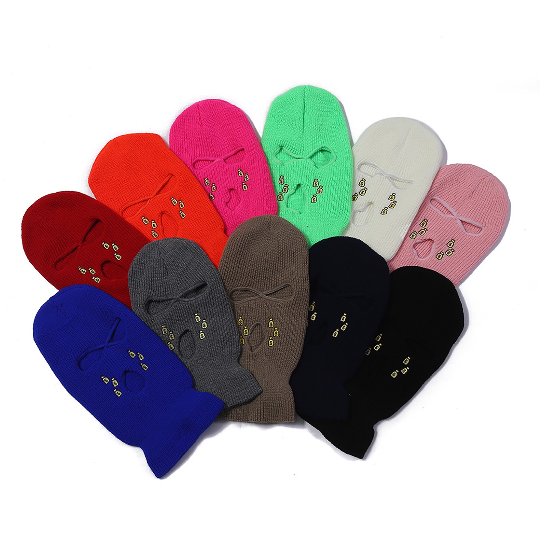 Custom 3 Holes Knitted Ski Mask Neck Gaiter Balaclava 14