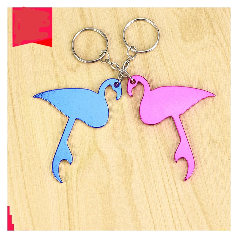 Flamingo shape bottle opener keychain 1