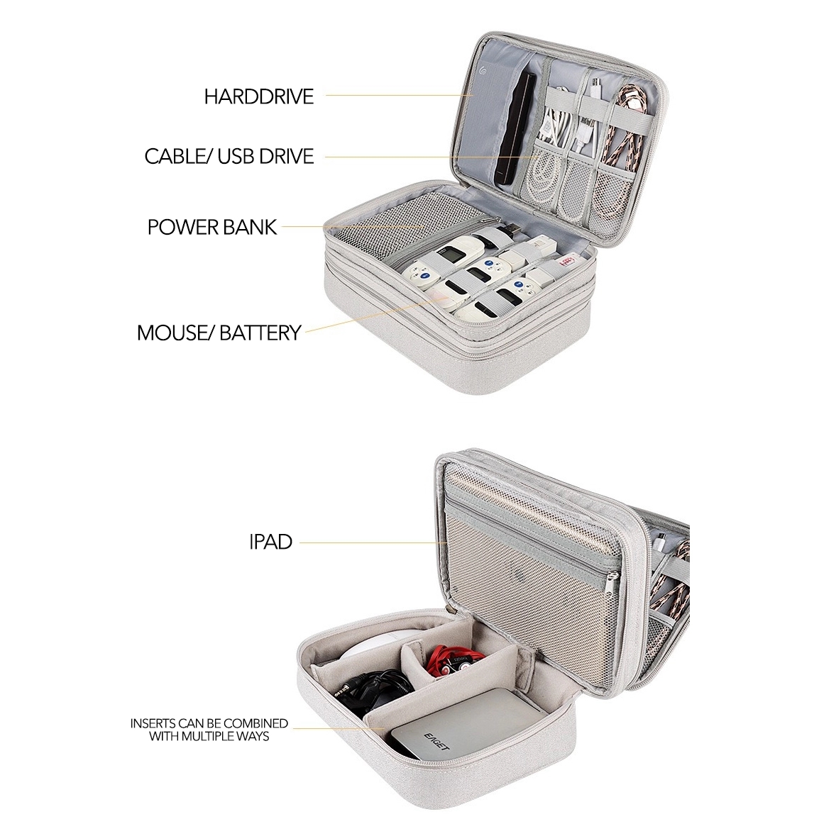 Dual Layers Travel Gear/ / Tech Accessories Organizer Bag 7