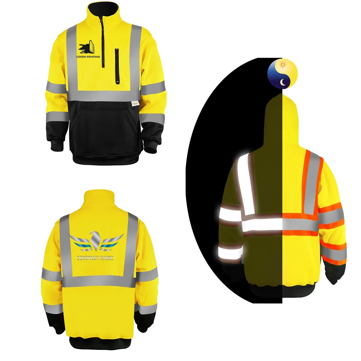 PREMIUM HI VIZ COLOR BLOCK SAFETY QUARTER ZIP WITH POCKET 8