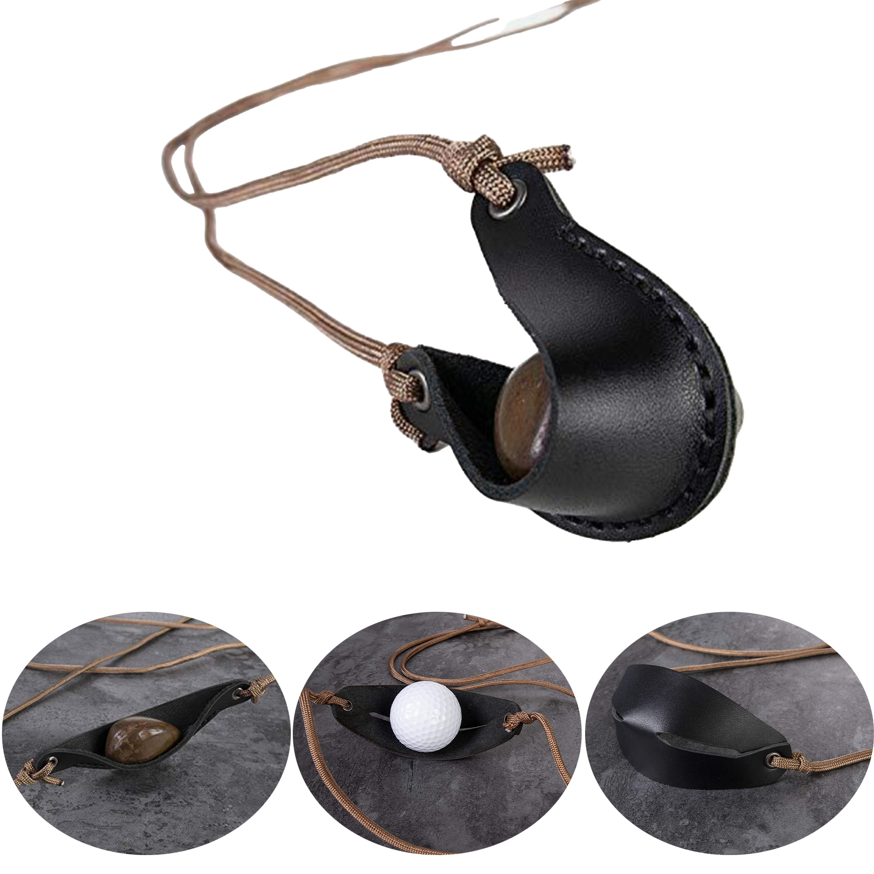 Handmade Leather Pouch Shepherd Sling Old-Fashioned Slingshot 2