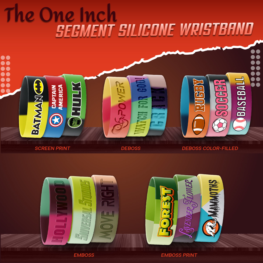 Segmented Silicone Wristband - 1" band 2
