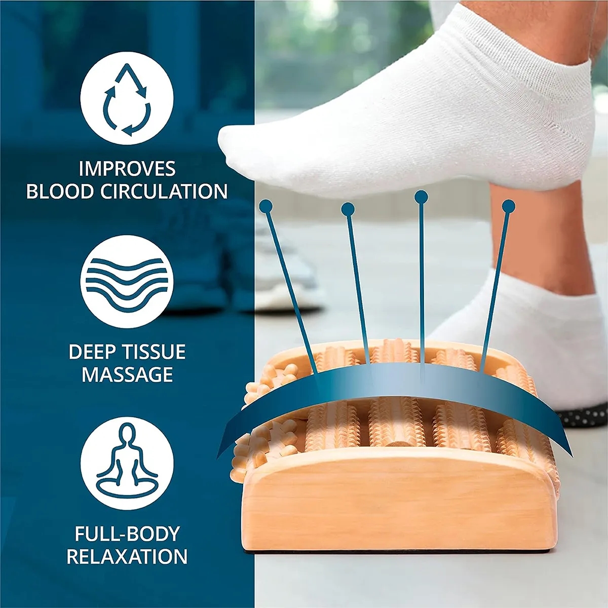 5 Roll Wooden Roller Relaxation Stress Relief Foot Massager 6
