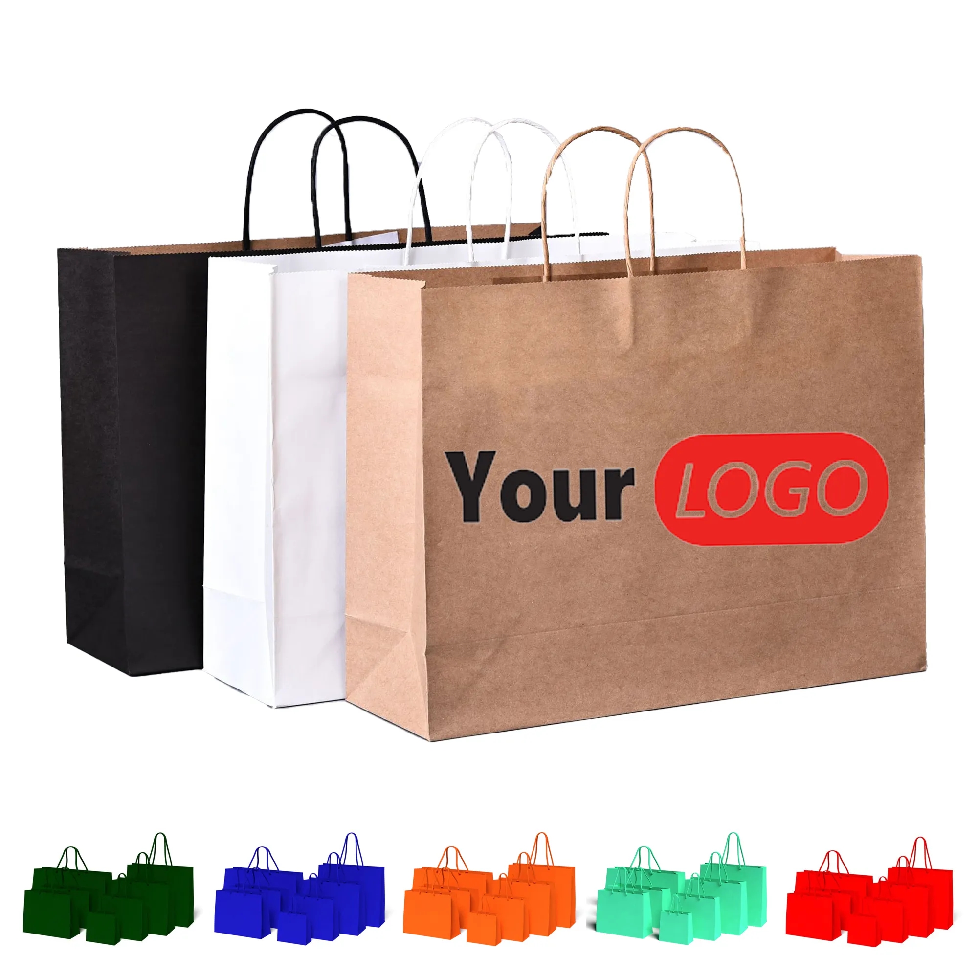 MOQ 20 PCS Kraft Shopping Gift Brown Paper Bag With Handle 2