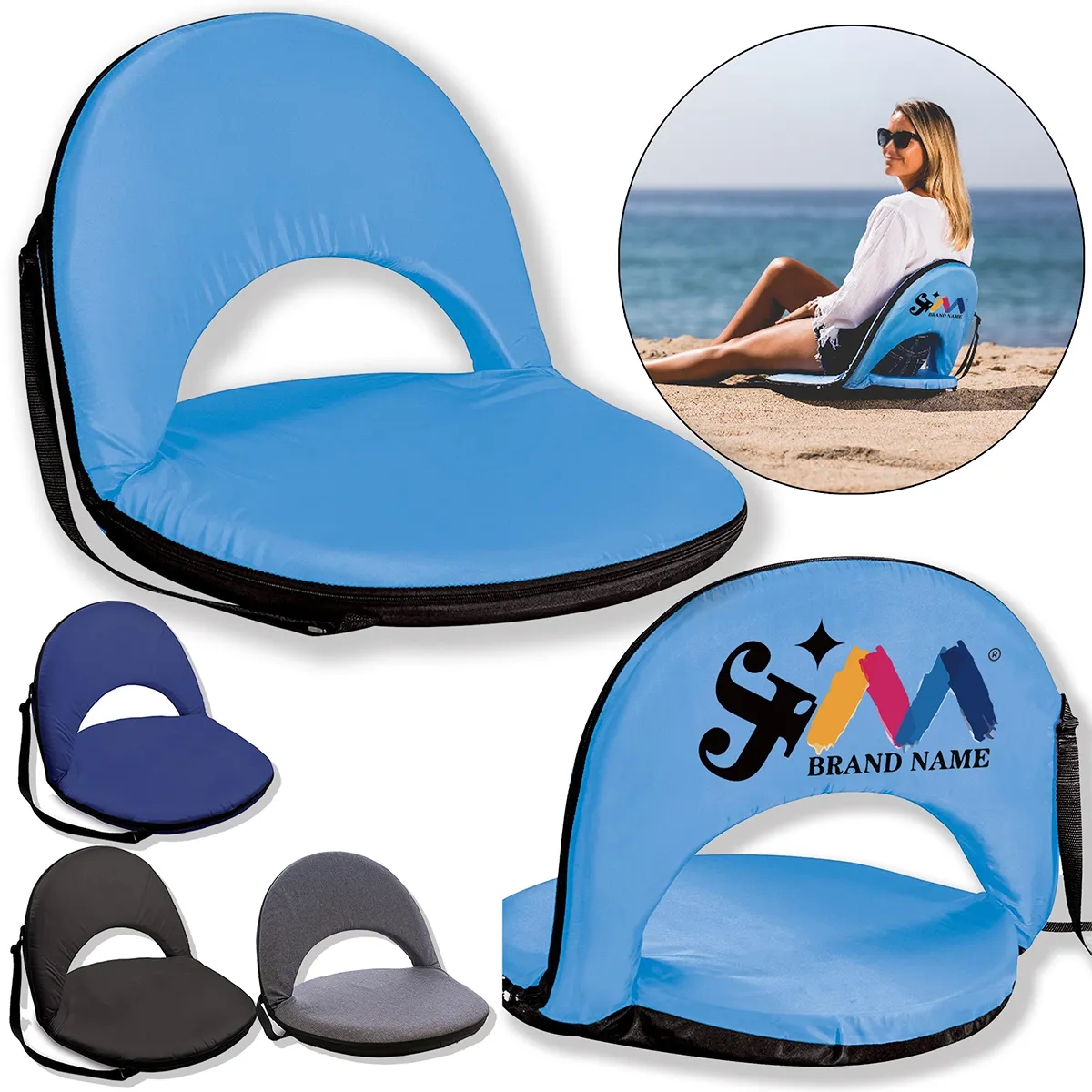 Portable Multi-Fold Padded Floor Chair With Back Support 2