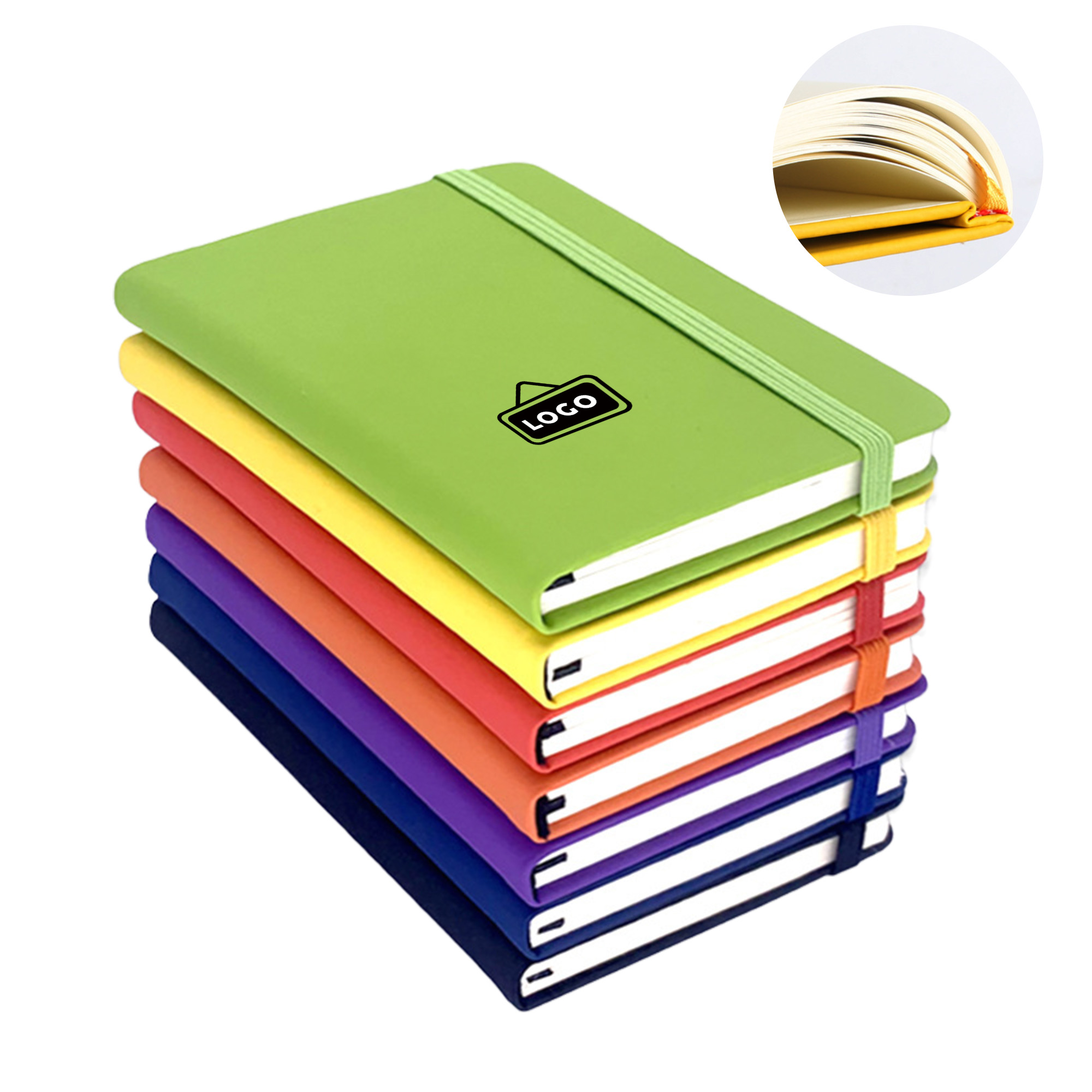 MOQ50 Custom Logo A5 Leather Strap Notebook Office School 3