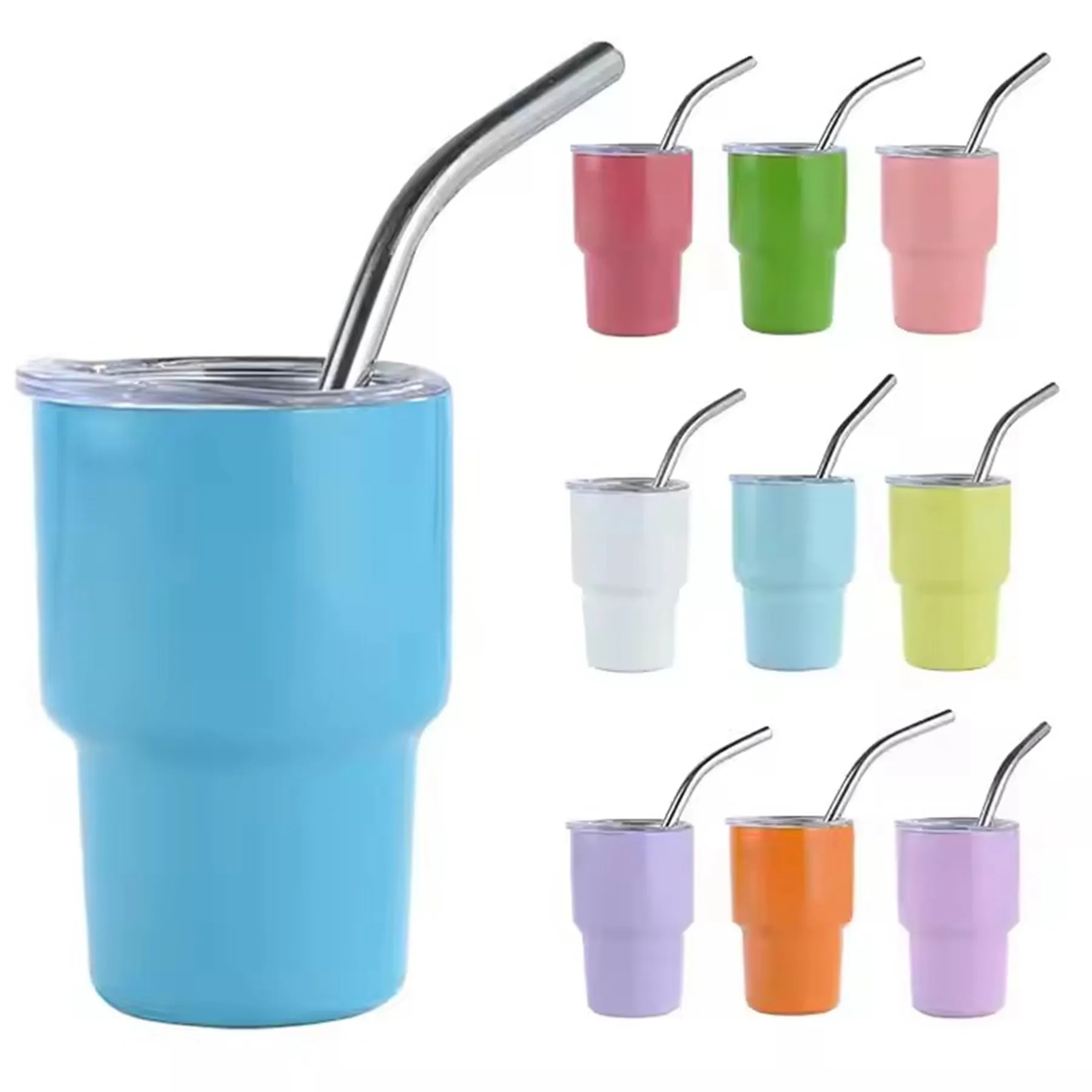 3 Oz. Stainless Steel Insulated Mini Shot Tumbler with Straw 3