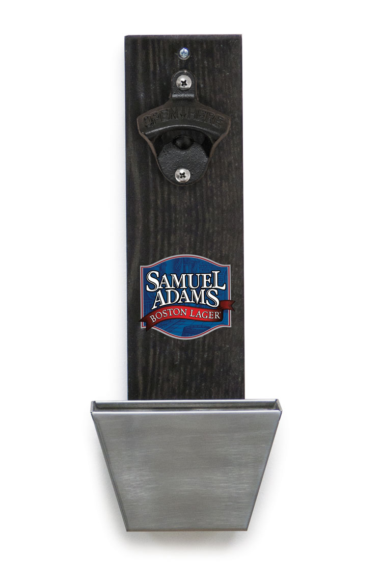 Wall-Mount Bottle Opener with Metal Cap Catcher