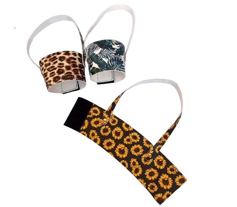 Leather Cup Sleeve with Hook and Loop Fastener 4
