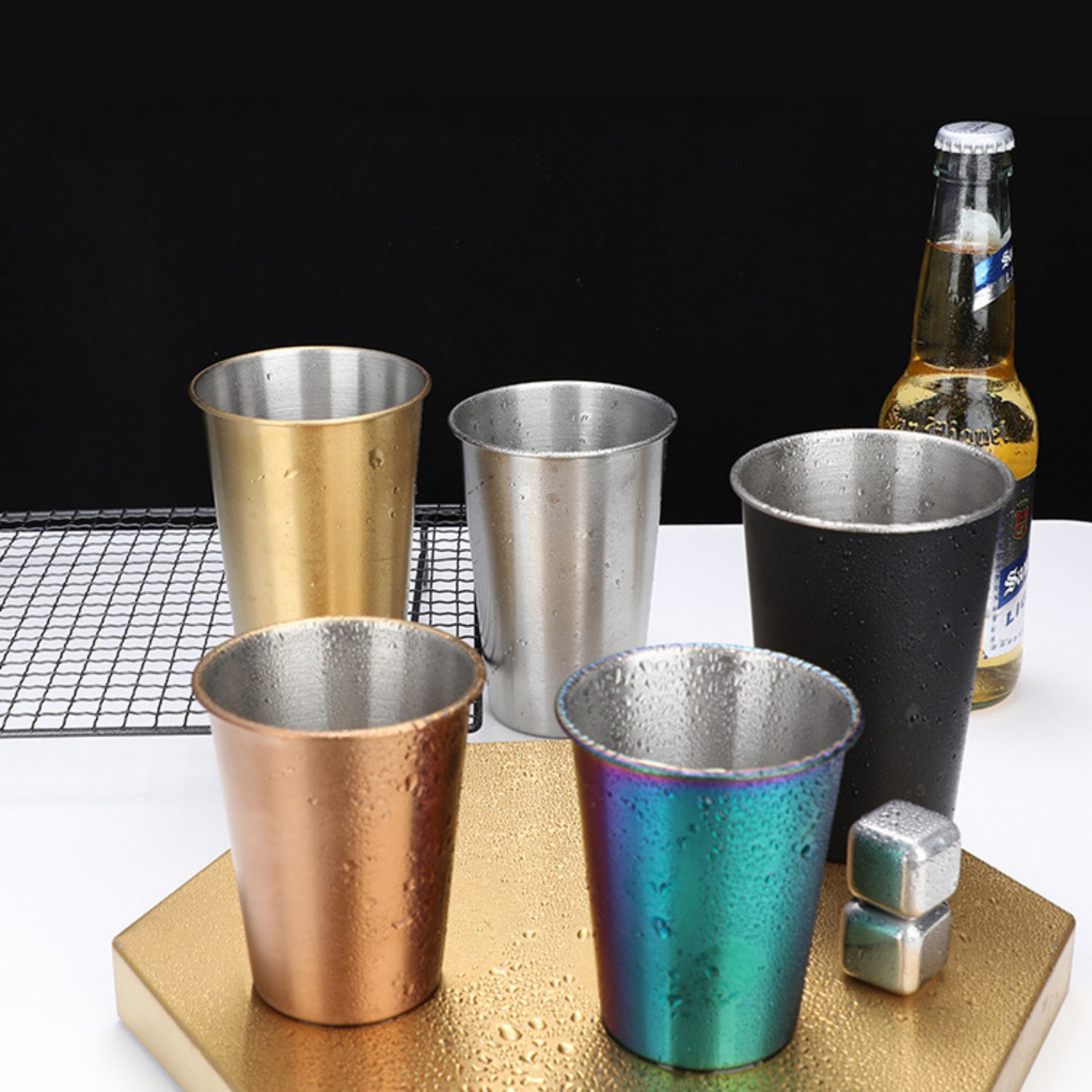 Black Stainless Steel Pint Cups 4
