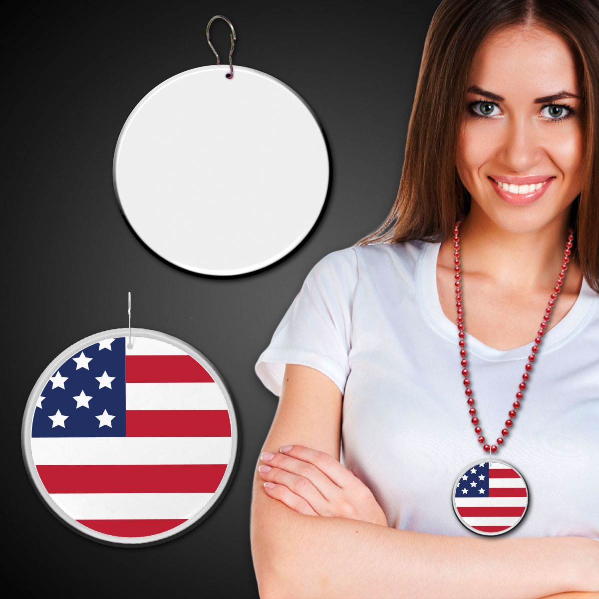 American Flag Plastic Medallions 2 1/2" 1