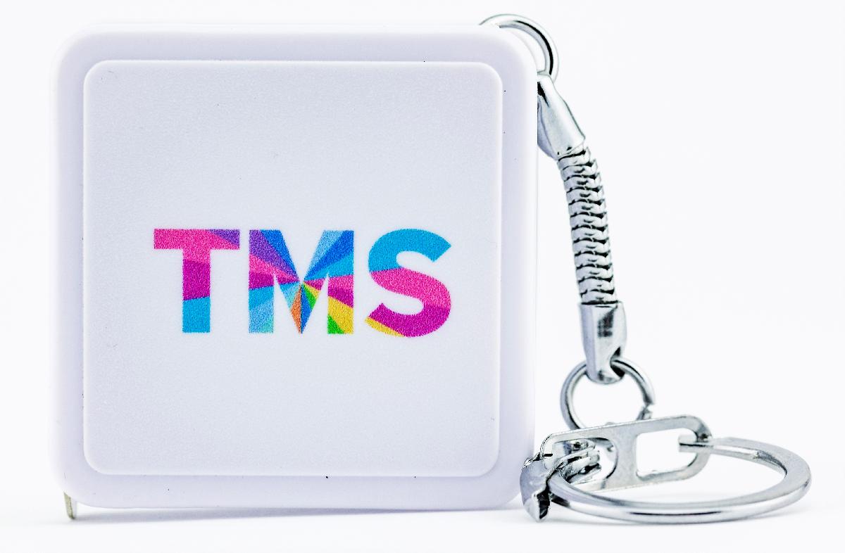 ABS Square Keychain Tape Measure (White)