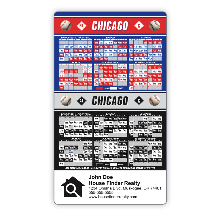 Magnet Sport Schedules - 3.5x6 Baseball Round Corners - 25 mil. 3