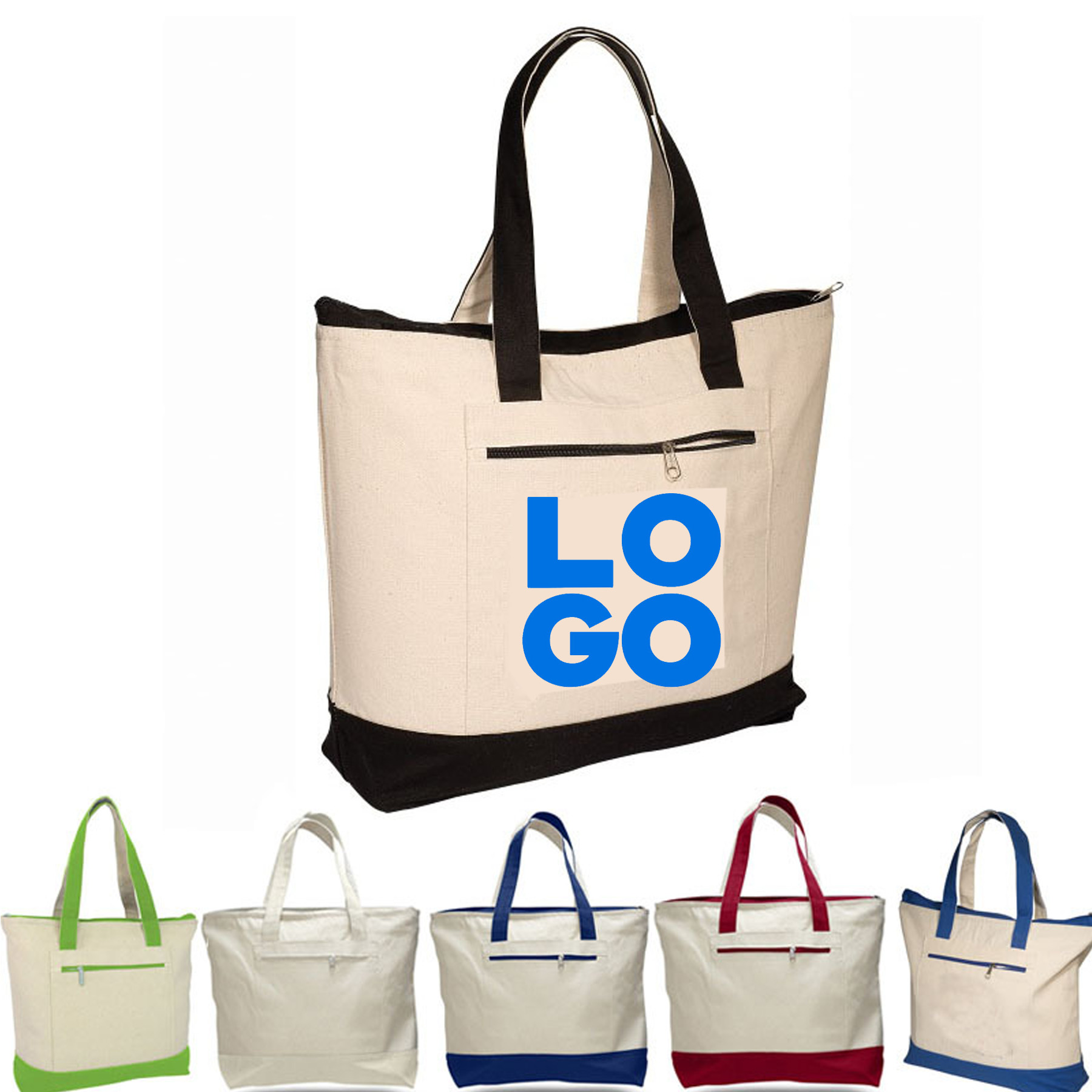 Zippered Cotton Boat Tote 2