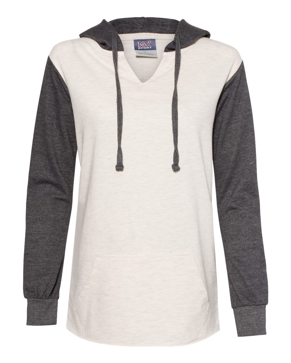 Women's French Terry Hooded Pullover with Colorblocked Sleeves - W20145 3