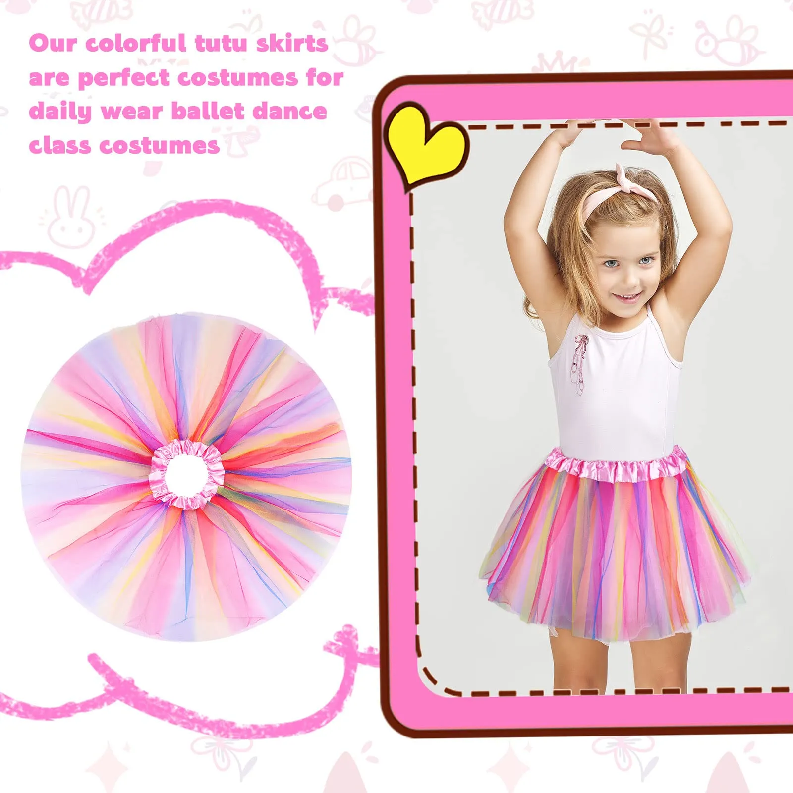 Rainbow Tutu 3 Layer Dress Skirt Toddler 4