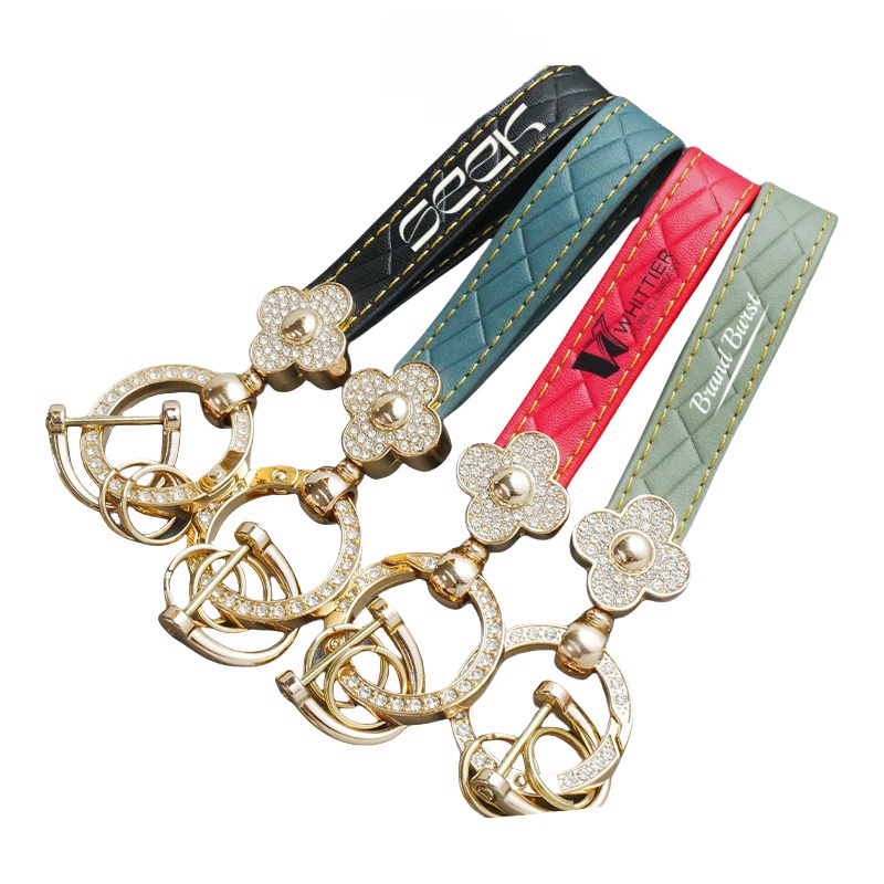 Rhinestone Four Leaf Clover Keychain
