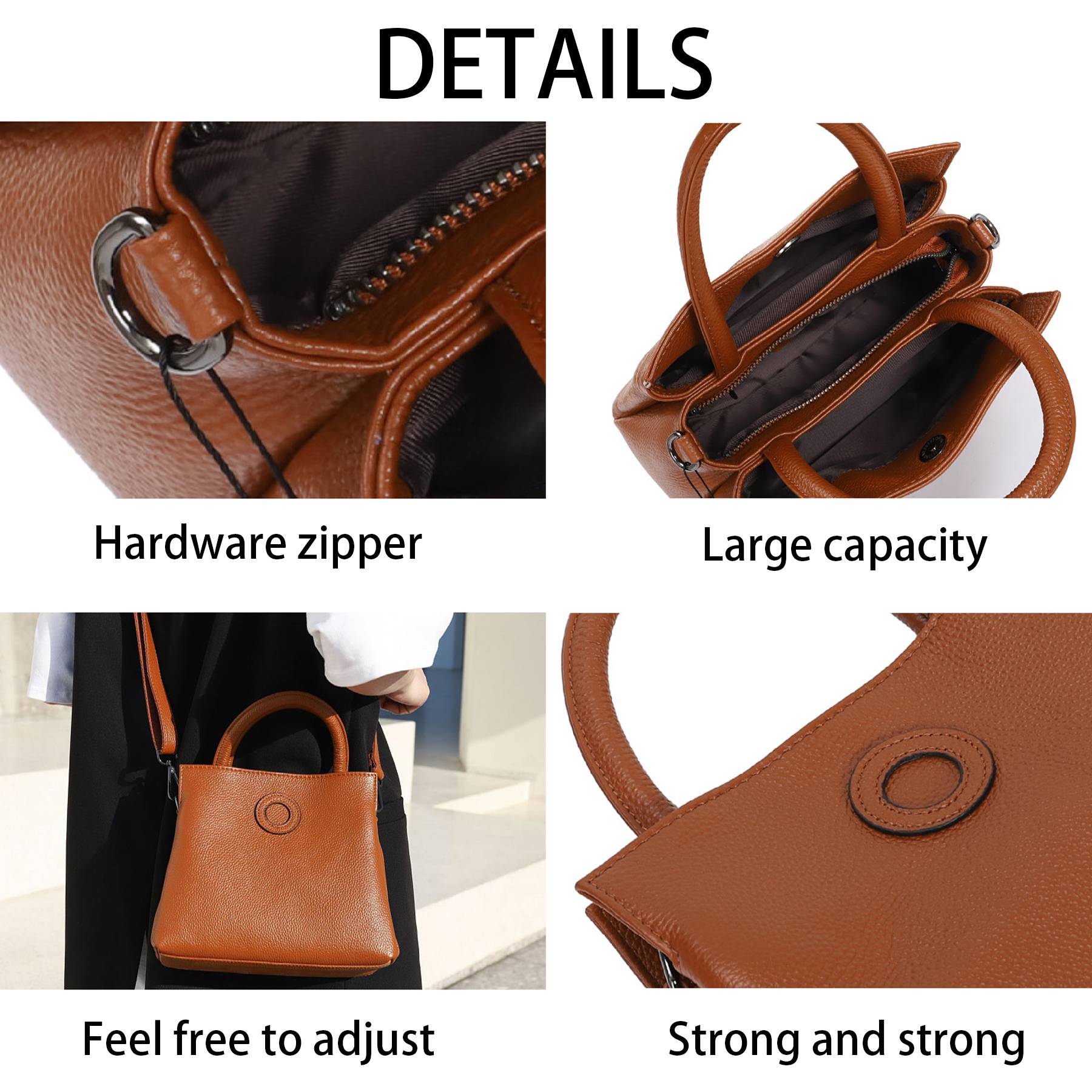 Genuine Leather large capacity stylish Bucket tote bag 4