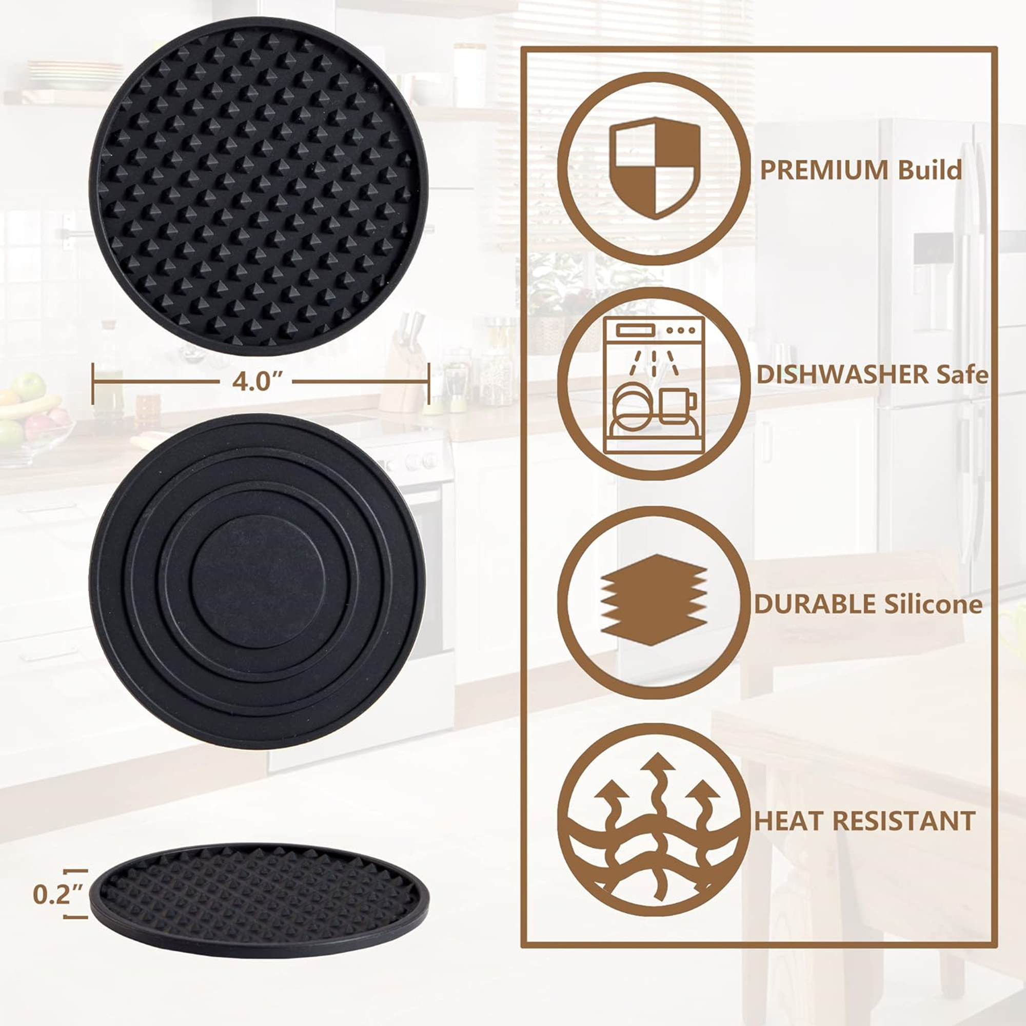 Set Of 6 Silicone Drink Coasters With Holder 2