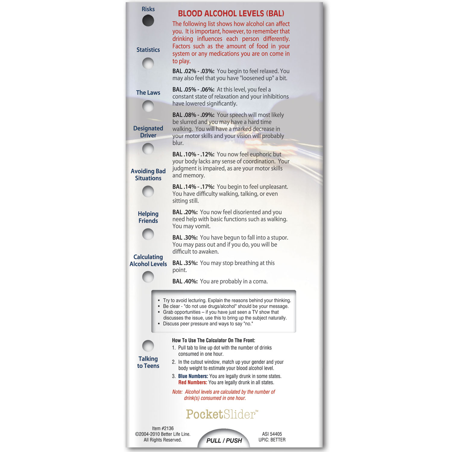 Pocket Slider - Drinking and Driving: Blood Alcohol Level Calculator 3