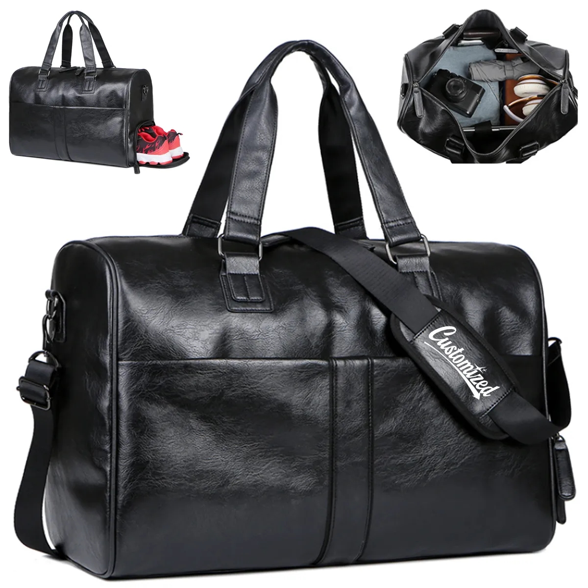 13'' PU Leather Gym Duffel Bag with Dry Wet Separation 1