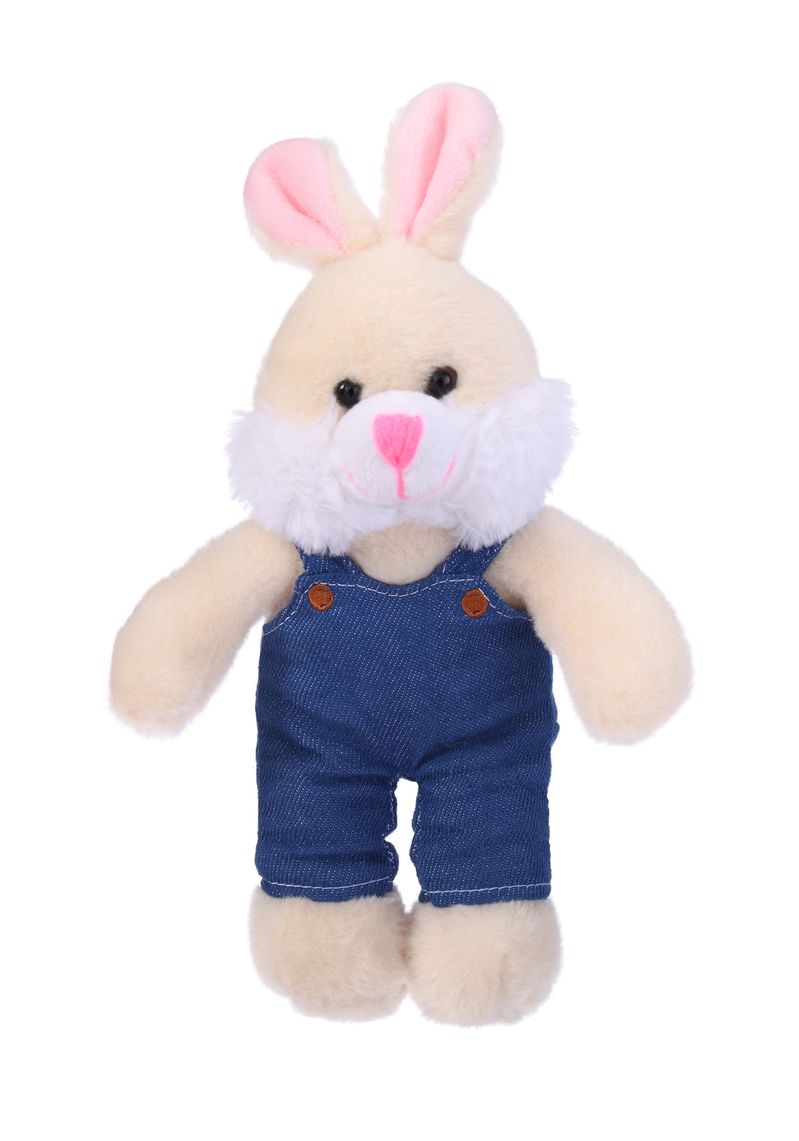 Soft Plush Bunny in Denim Overall