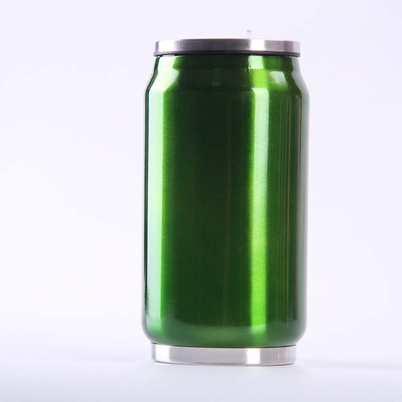 Can Shape Stainless Steel Insulated Water Bottle w/ Straws---10 oz 5