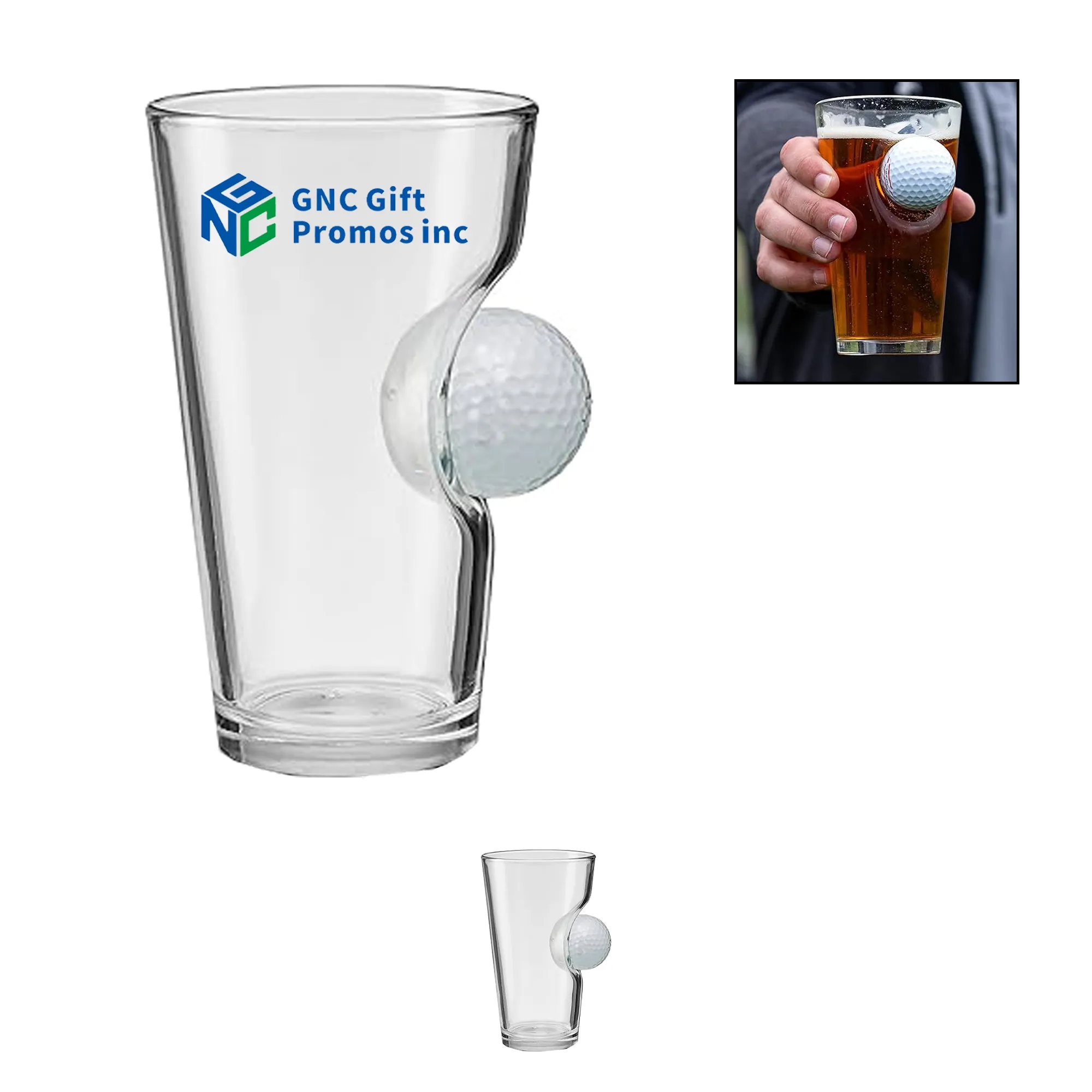 Golf Ball Glass 16 Oz 2