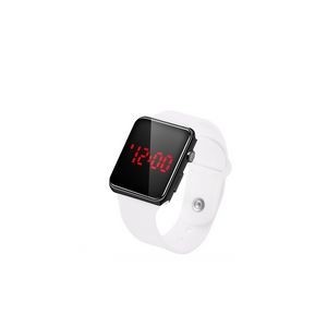 Sports Watch With White Band Digital Display Adjustable Design 39