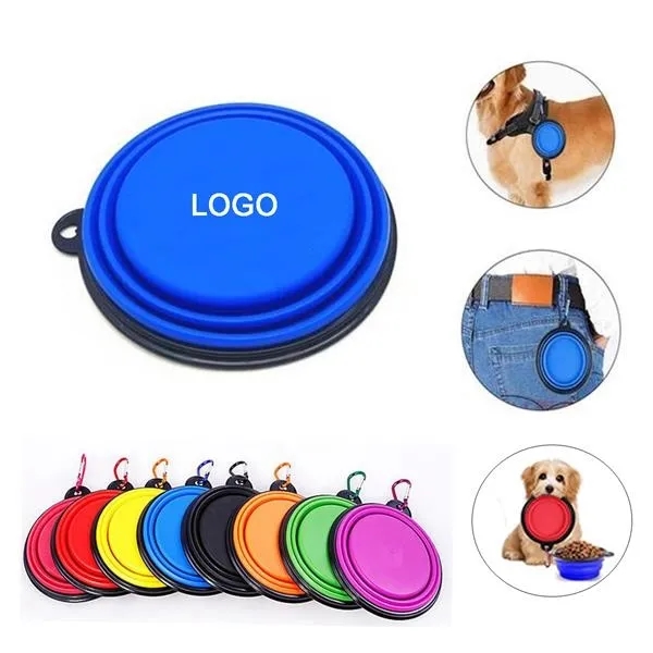 Foldable Silicone Dog Bowl with carabiner clips 4