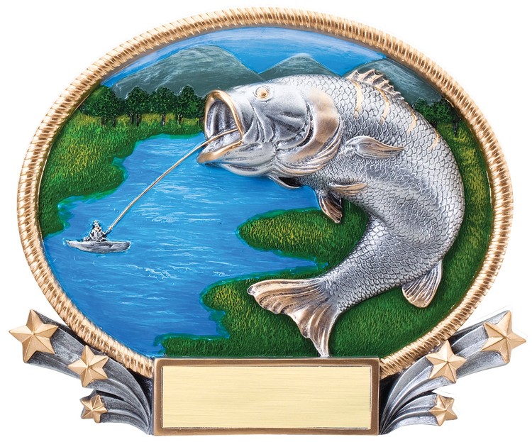 Large Bass 3D Oval Resin Awards 2