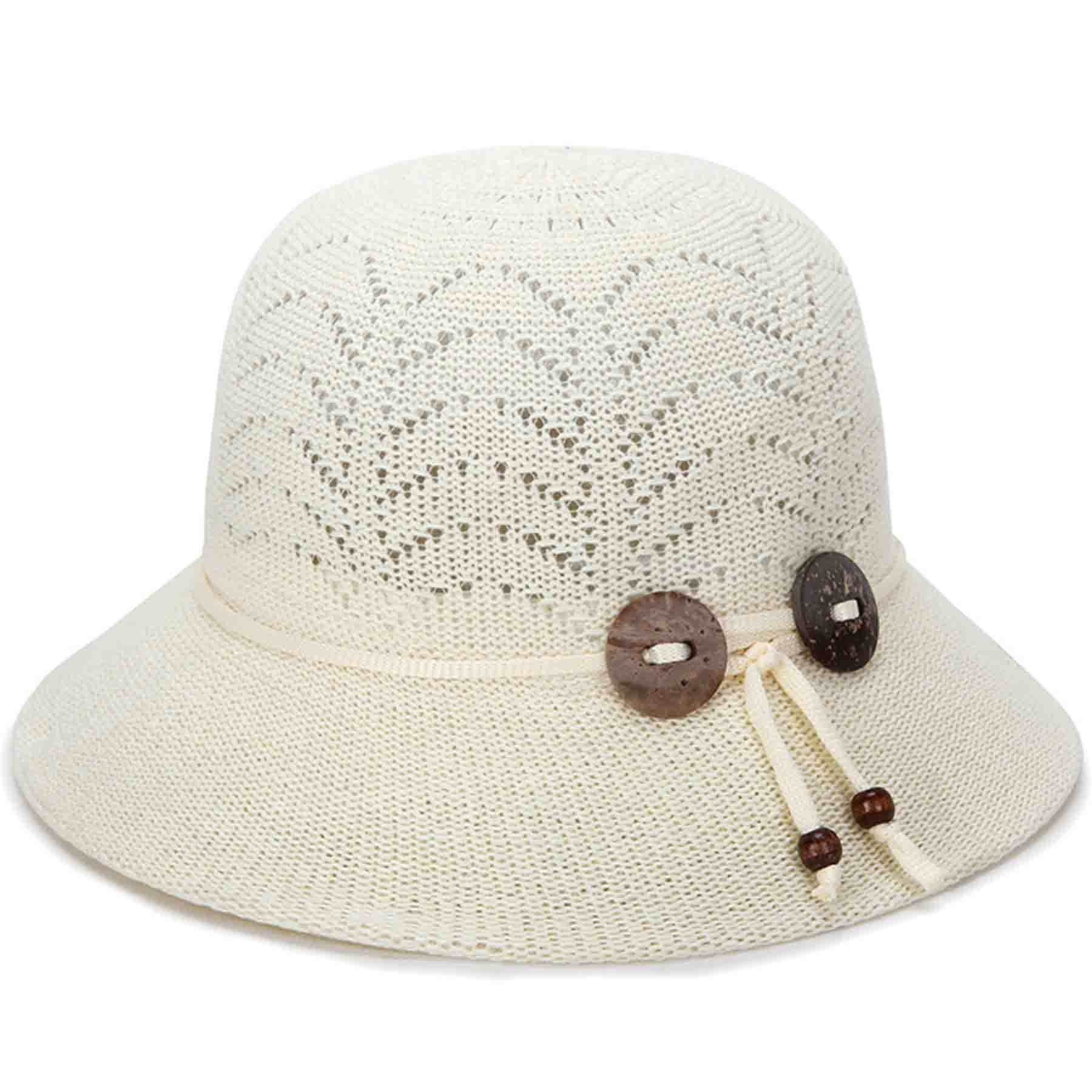 Coconut Shell Women Summer Hollow Knitted Bucket Hat 3