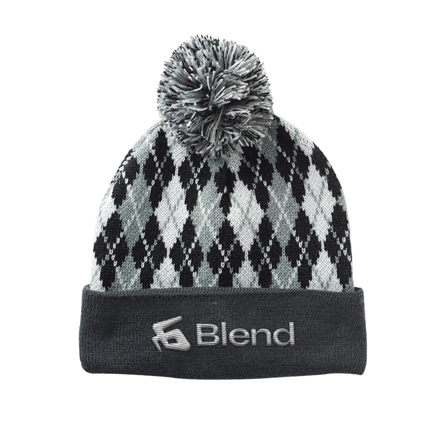 Diamond Knit Beanie with Pompom & Cuff 4