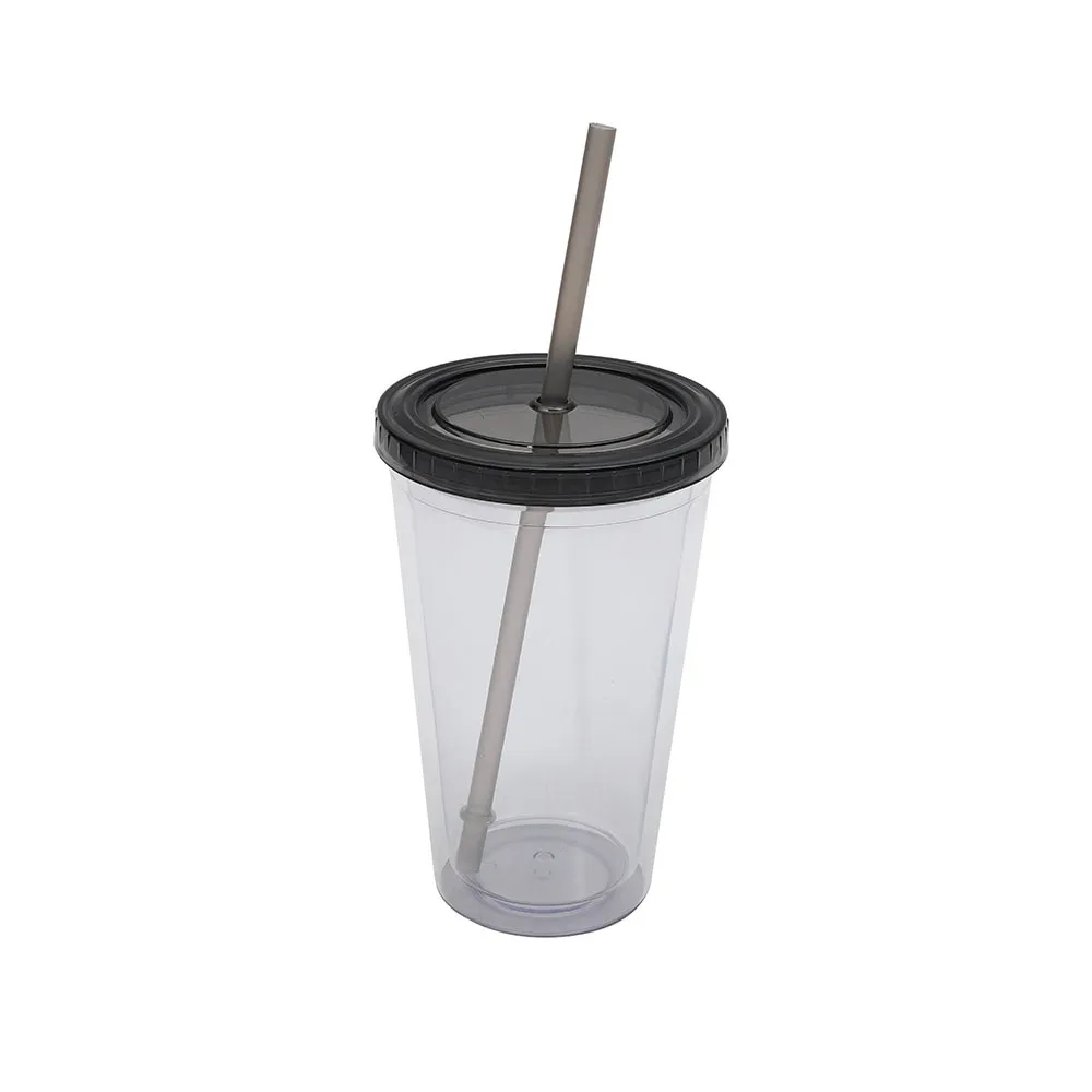 Clear Double Wall Tumbler with Straw 5