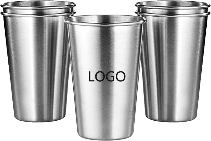 24 OZ Stainless Steel Cups Metal Shatterproof Stackable Pint Drinking Cups 1