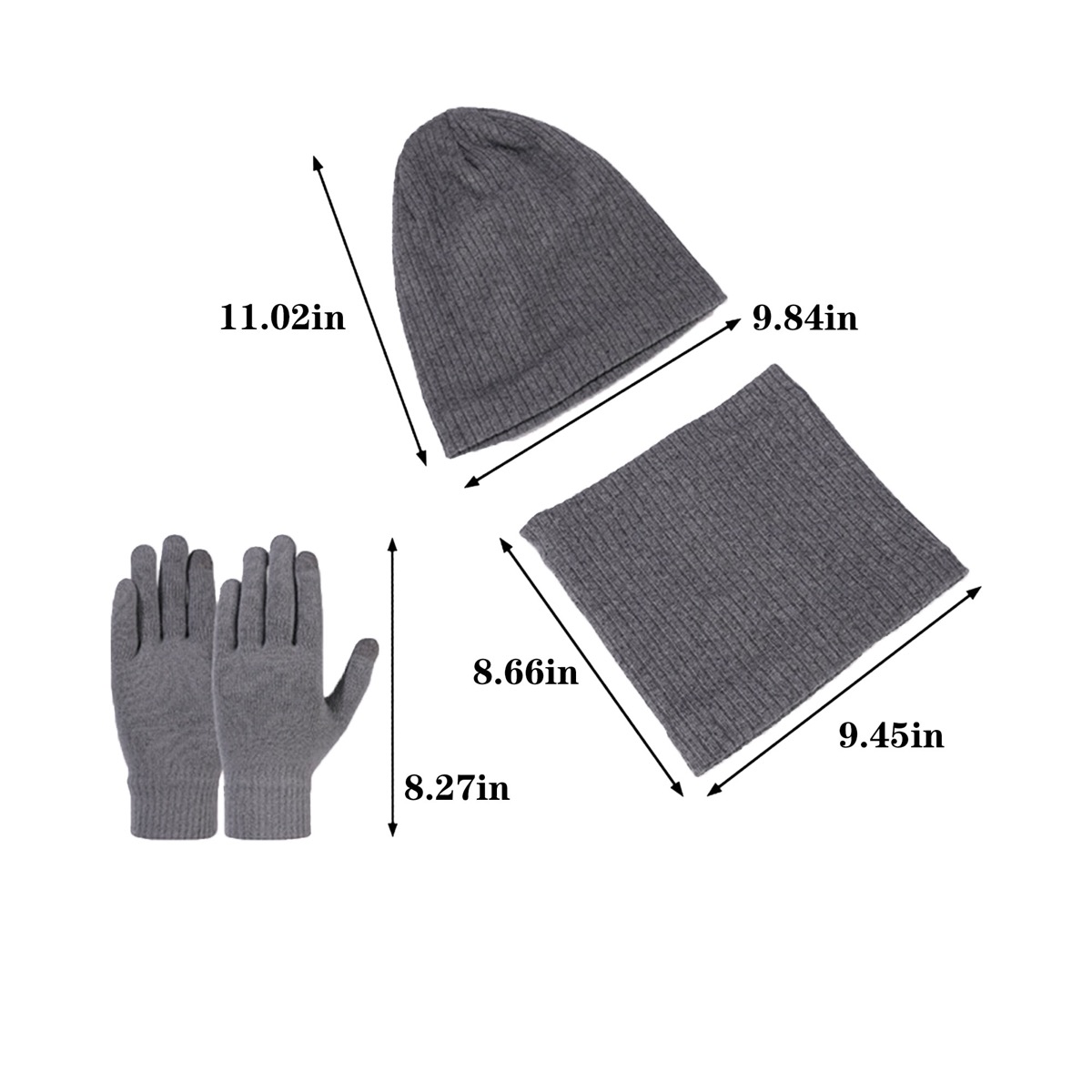 Thickened Cold - Proof Beanie Neck Warmer Gloves Trio 5