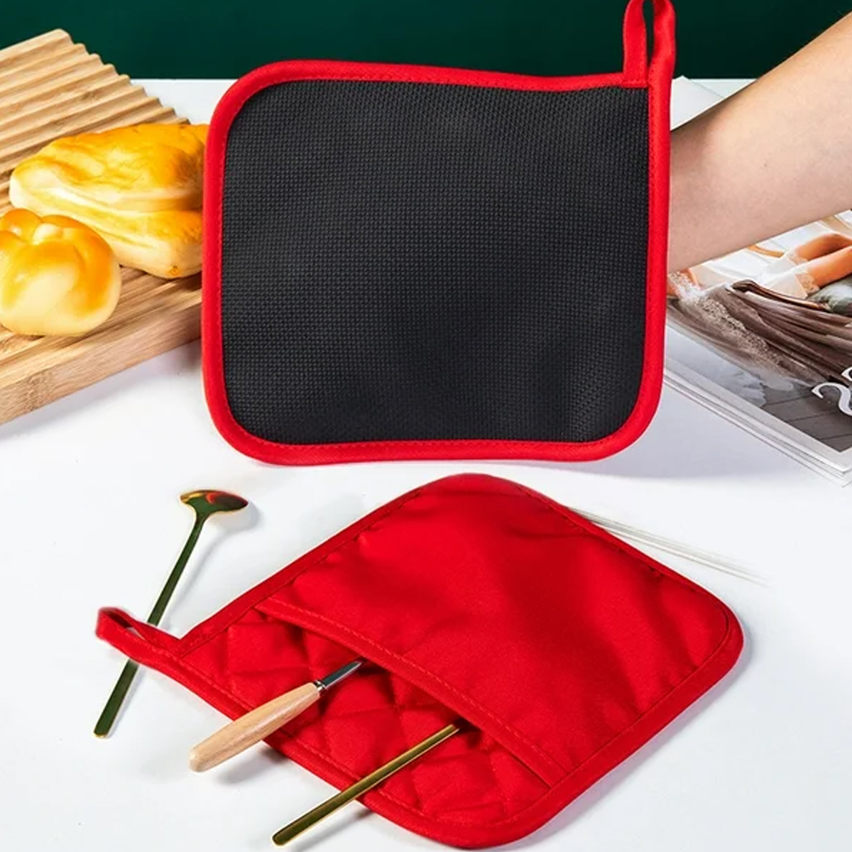 Quilted Red Pot Holder for Kitchen Use 5
