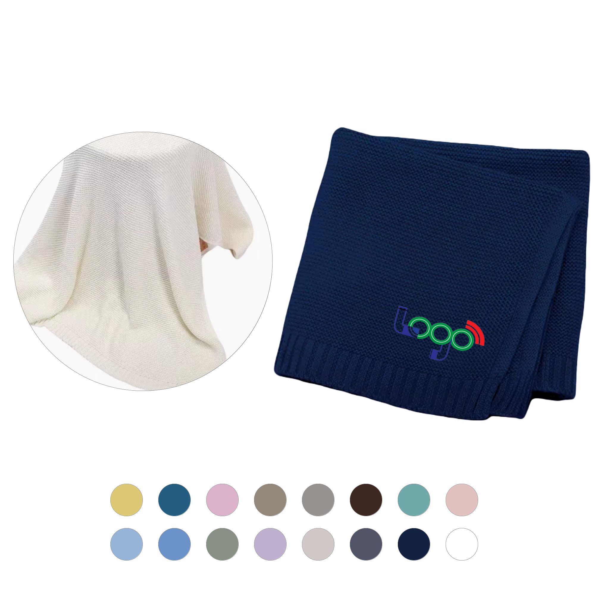 Solid Color Knitted Cotton Throw Blanket 2