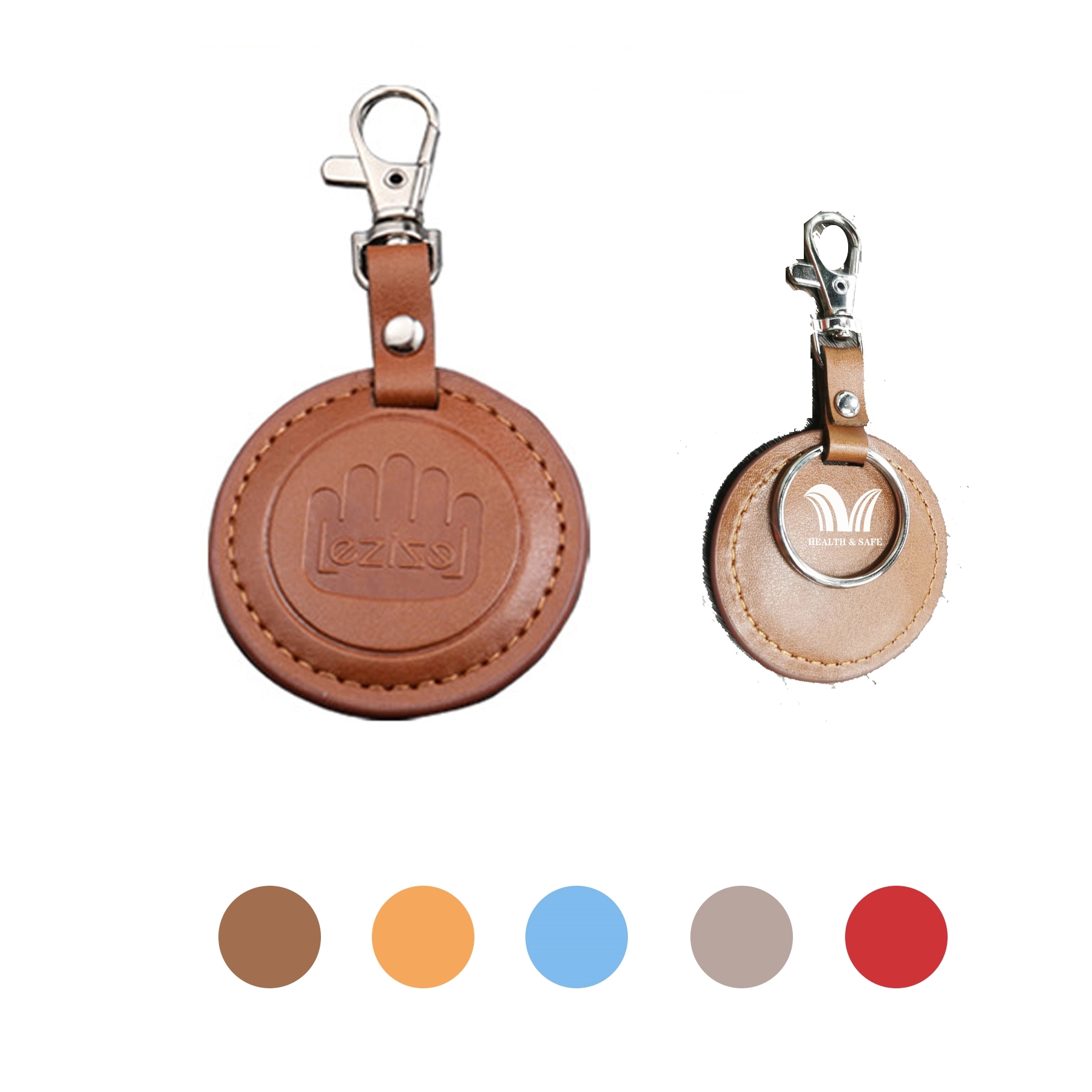 Custom Round PU Leather Keychain 2