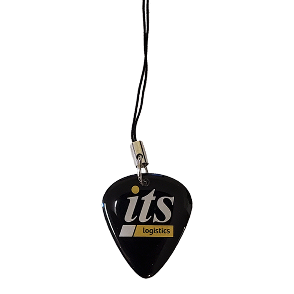 Novelty Pick with Single Sided Imprint with Black String Attachment