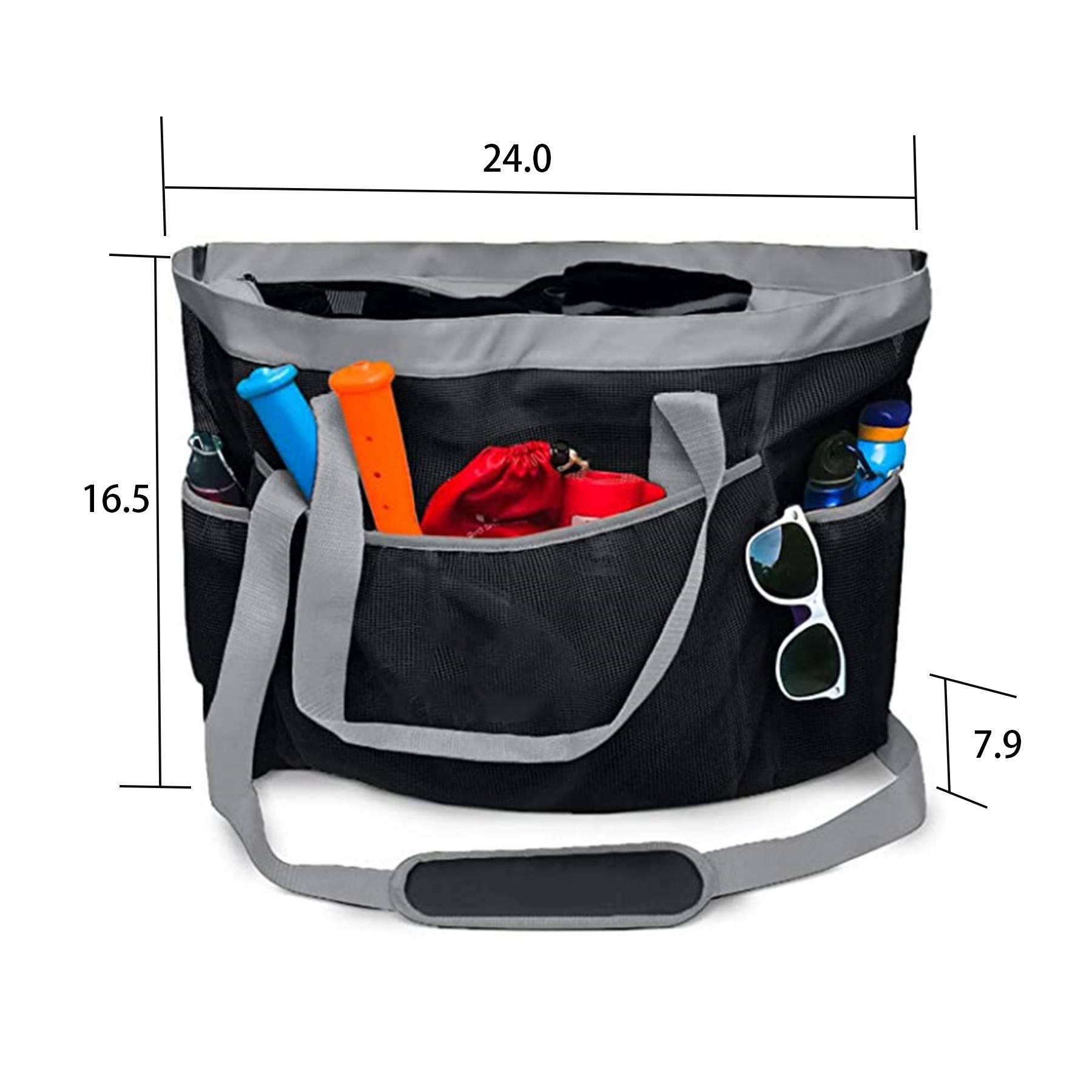 Nylon Mesh Beach crossbody Bag with Zipper 4