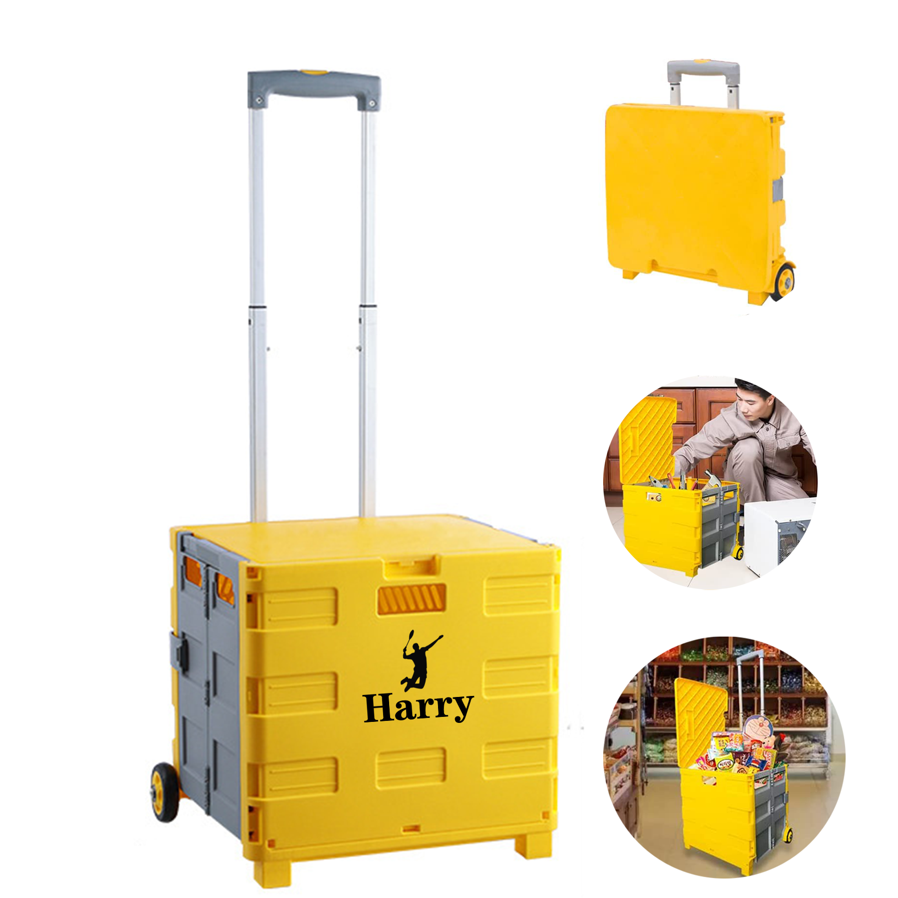 Large Foldable Rolling Cart With Telescopic Handle 2