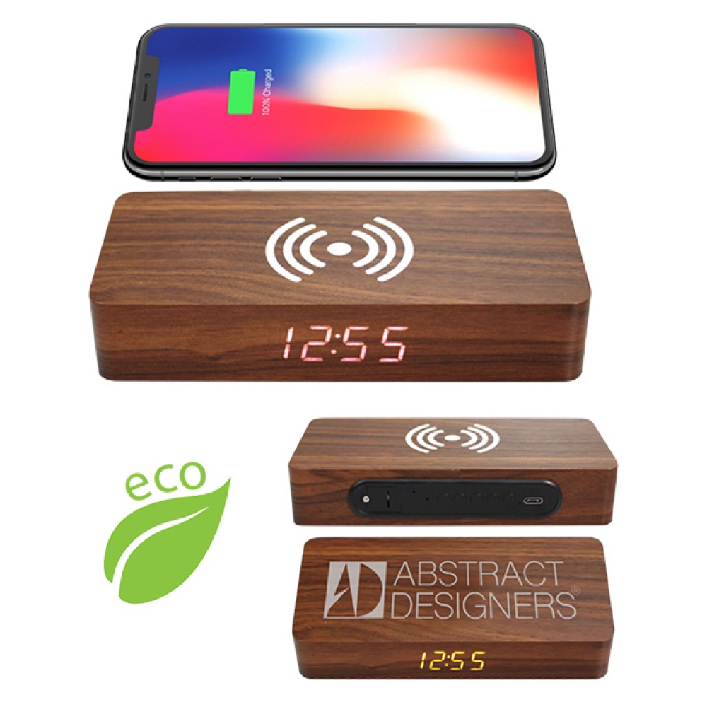 Eco Wireless Charging Alarm Clock W/Temp 10
