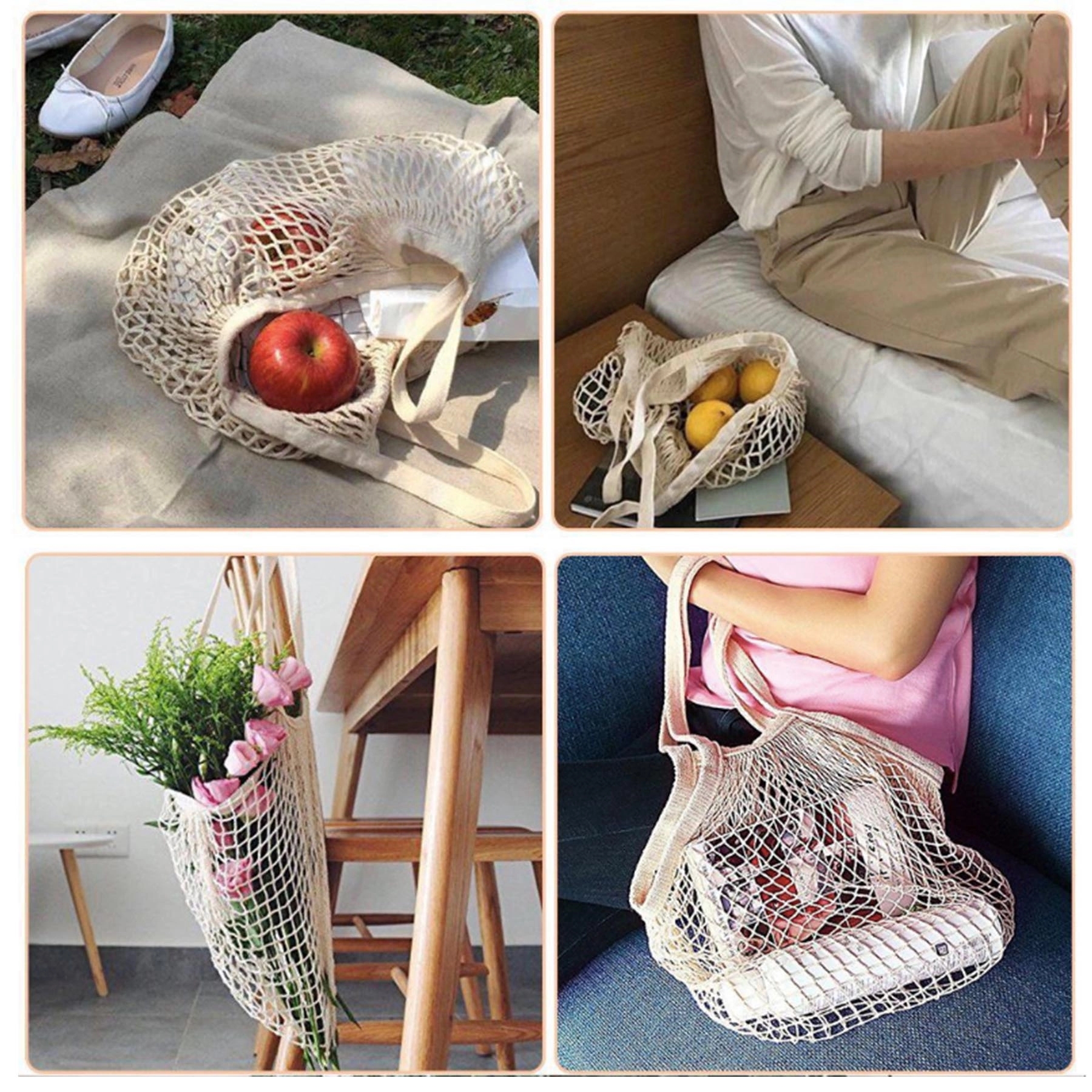 Cotton Net Grocery Bag, custom tote bag with logo imprint 3