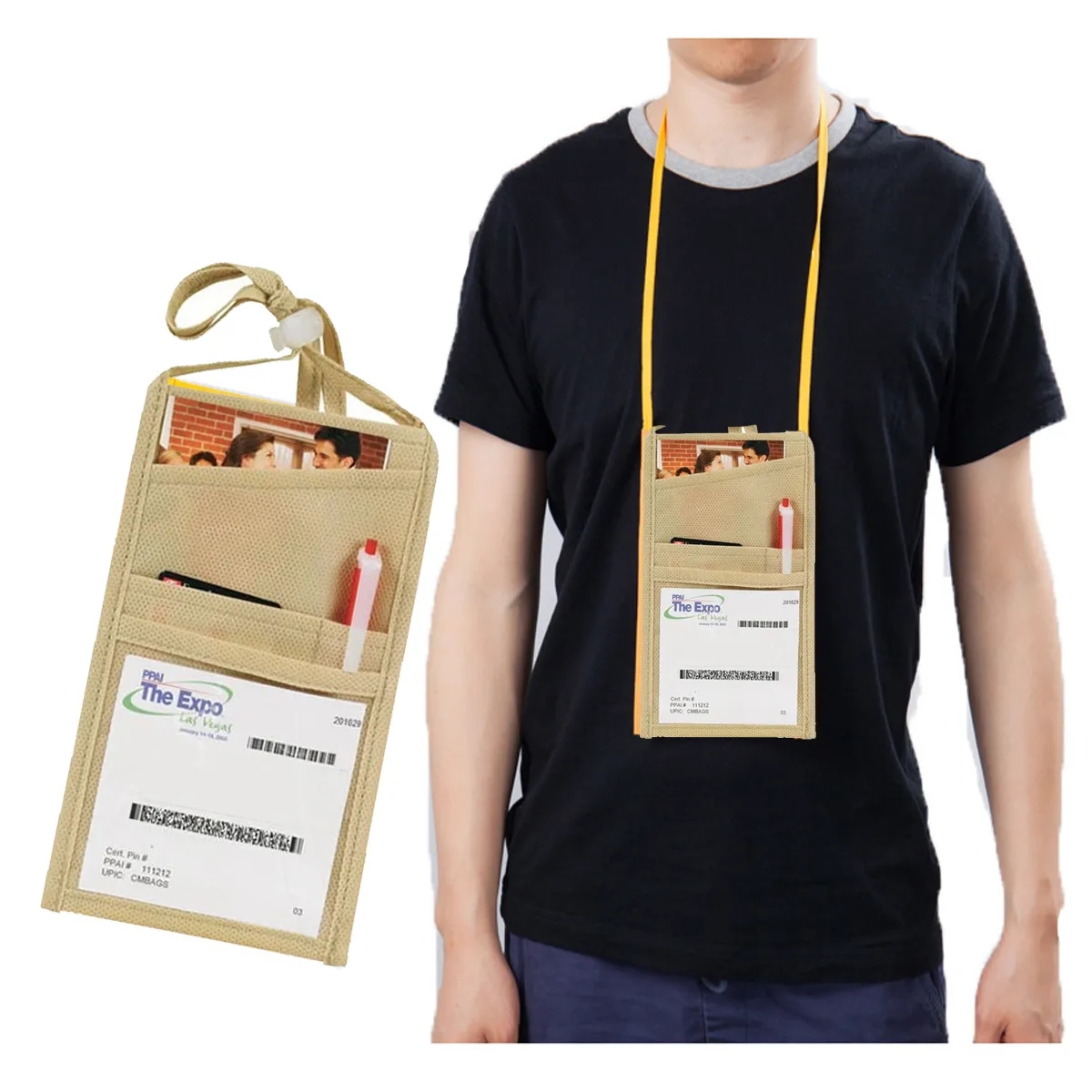 80GSM Non Woven Neck Wallet With Badge Window 5