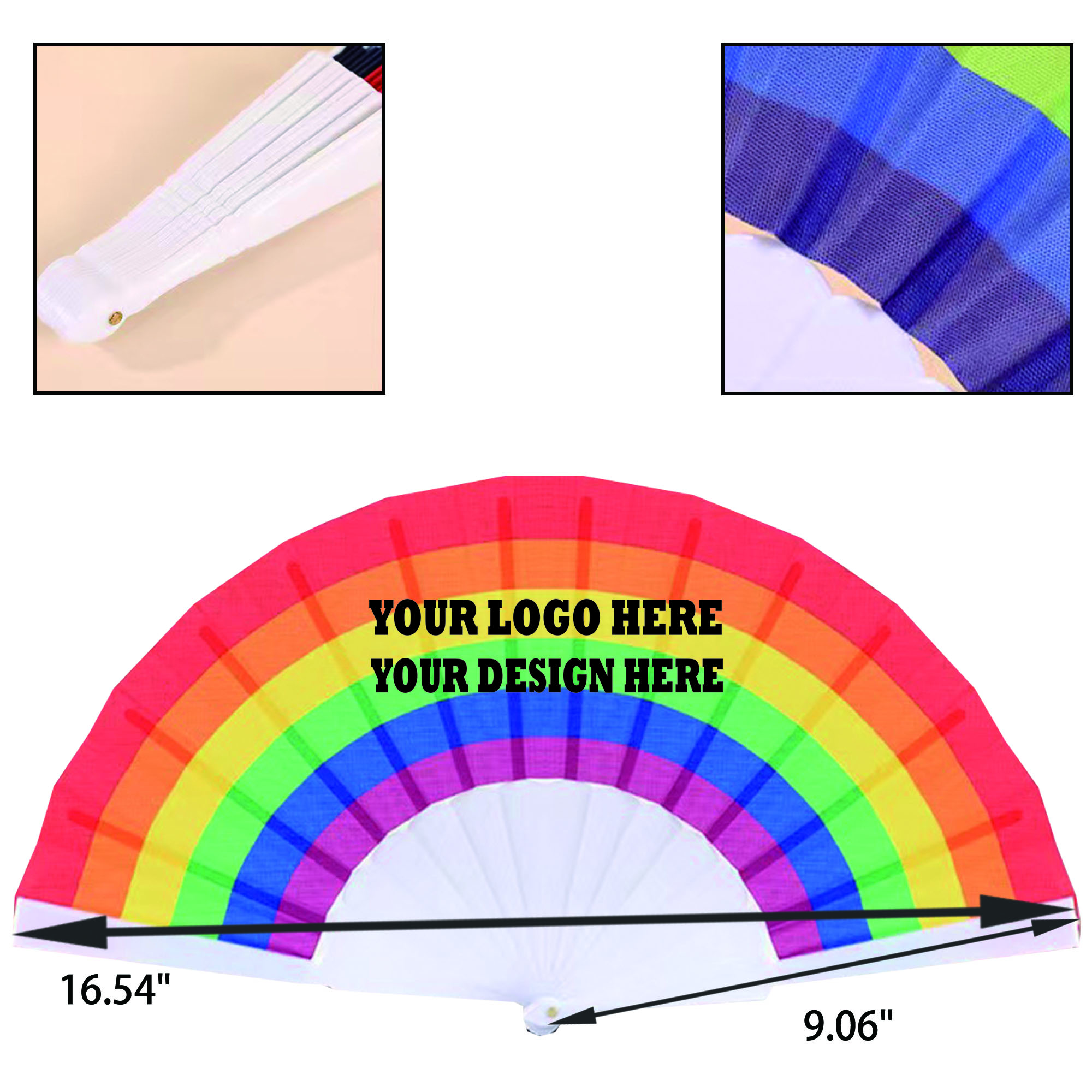 Durable Handheld Rainbow Fan Full Color 2