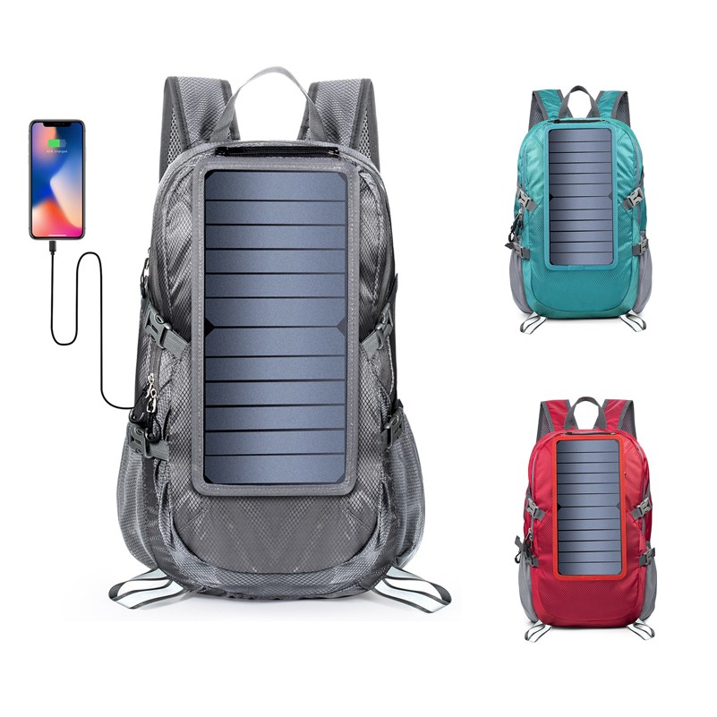 Solar Backpack Foldable Hiking Daypack With 5V Power Supply 3