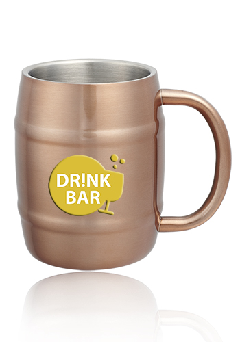 14 oz Ankara Copper Coated Stainless Steel Moscow Mule Barrel Mugs 1