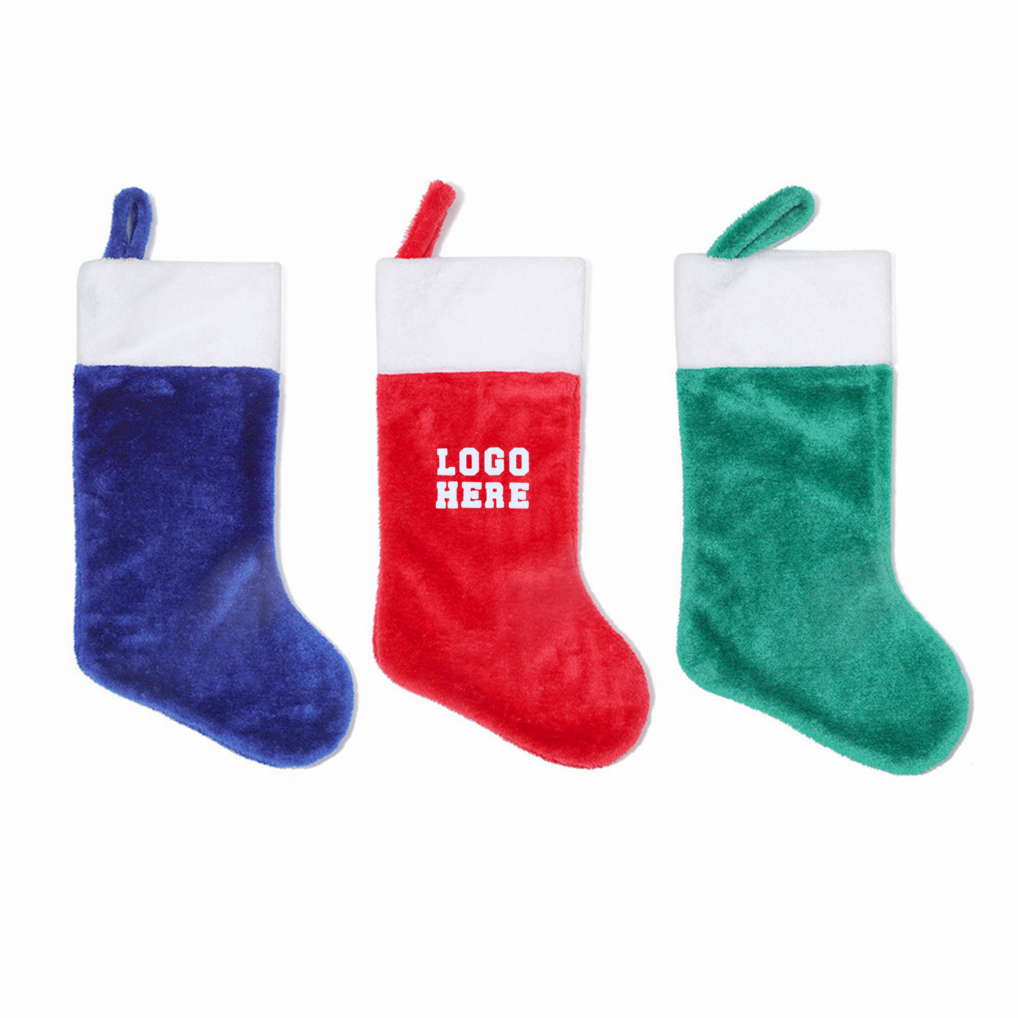 Short Plush Large Christmas Stocking Ornament 3