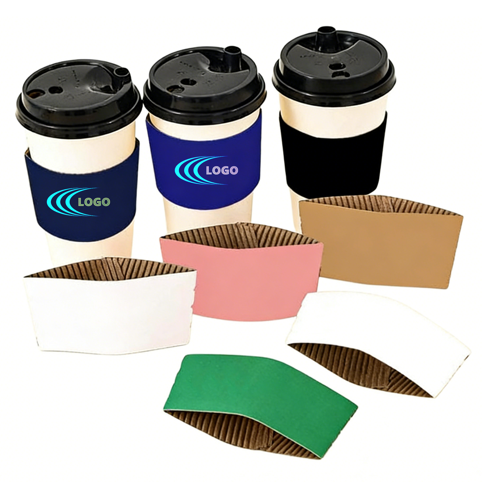 Disposable Paper Anti Scalding Coffee Sleeves 8-24Oz 2